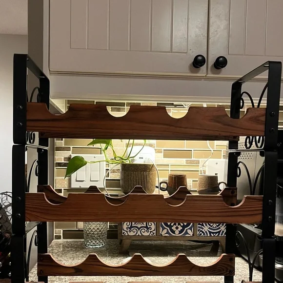 Wood and Metal Wine Rack - Picture 2 of 3